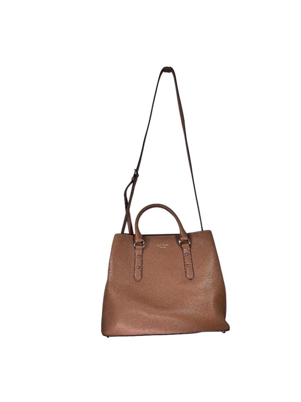 Kate Spade Purse Pebbled Leather Tan Crossbody Handbag Adj Strap Handles Brown